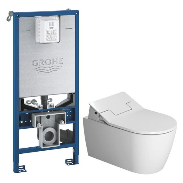 Duravit Me by Starck rimless komplet pakke inkl. SensoWash Slim bidetsæde og Grohe SLX cisterne Duravit Me by Starck rimless komplet pakke inkl. SensoWash Slim bidetsæde og Grohe SLX cisterne