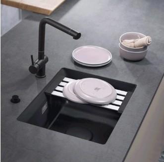 Lavabo Kara 50 U porcelænskøkkenvask - Mat sort m/kobber afløb Lavabo Kara 50 U porcelænskøkkenvask - Mat sort m/kobber afløb