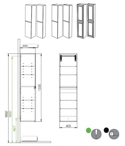 Hafa Grace h&oslash;jskab - Mat hvid rammefront
