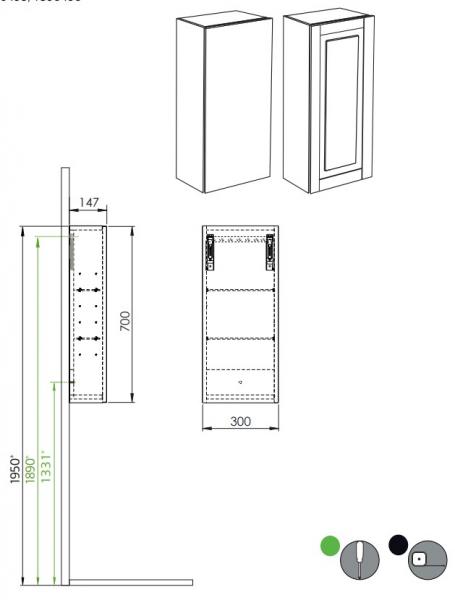 Hafa Grace v&aelig;gskab - Mat hvid ramme