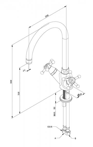 Toni Christiansborg køkkenarmatur Ø200 - Messing Toni Christiansborg køkkenarmatur Ø200 - Messing