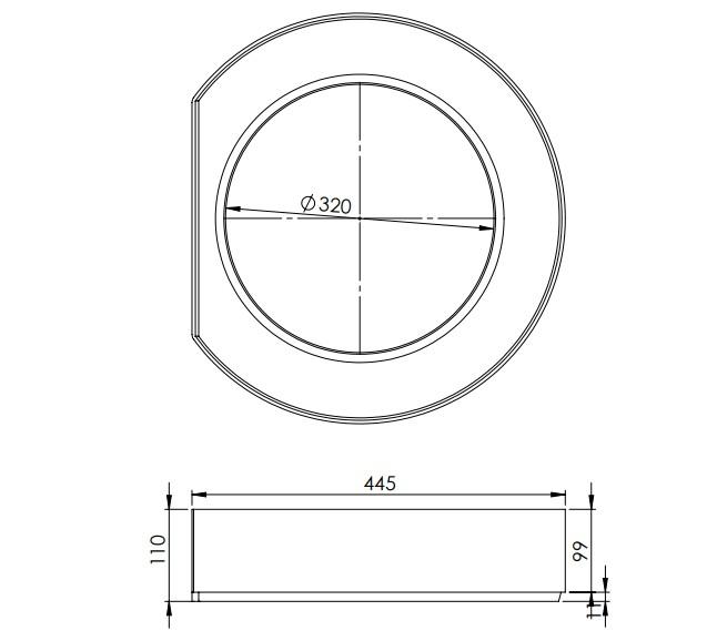 Lauridsen 315 x 30 mm topring m/ fals afskåret kant Lauridsen 315 x 30 mm topring m/ fals afskåret kant
