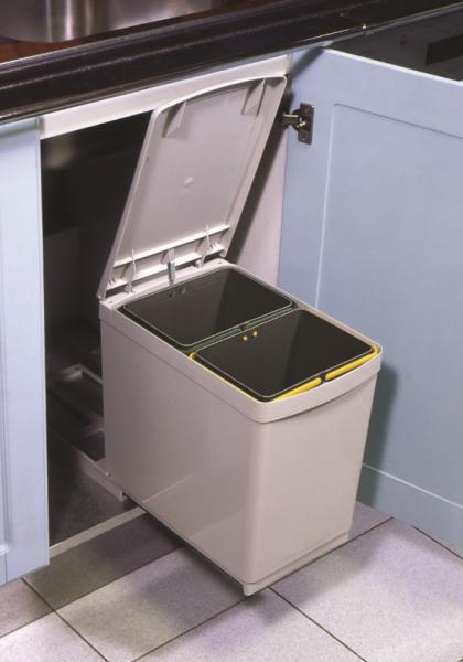 Affaldssystem m/2 stk 7,5 L spande - Grå Affaldssystem m/2 stk 7,5 L spande - Grå