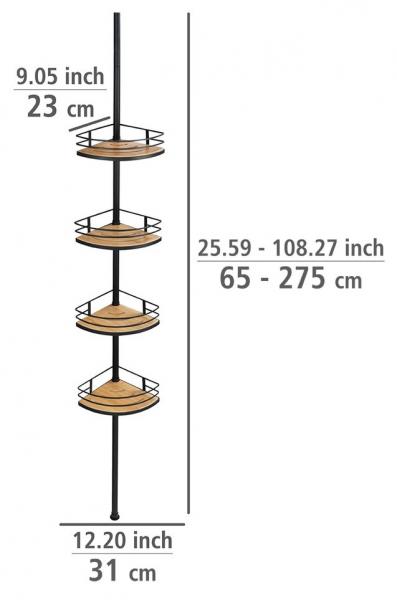 Wenko Dolcedo teleskopisk hjørnehylde til bad - Mat sort - Skruefri Wenko Dolcedo teleskopisk hjørnehylde til bad - Mat sort - Skruefri