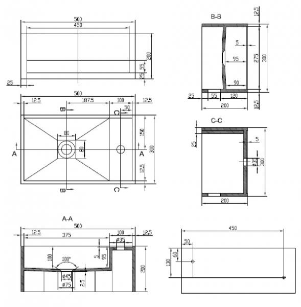Ideavit Solidcube 50 håndvask m/håndklædeholder t/væg - 1 hanehul Ideavit Solidcube 50 håndvask m/håndklædeholder t/væg - 1 hanehul