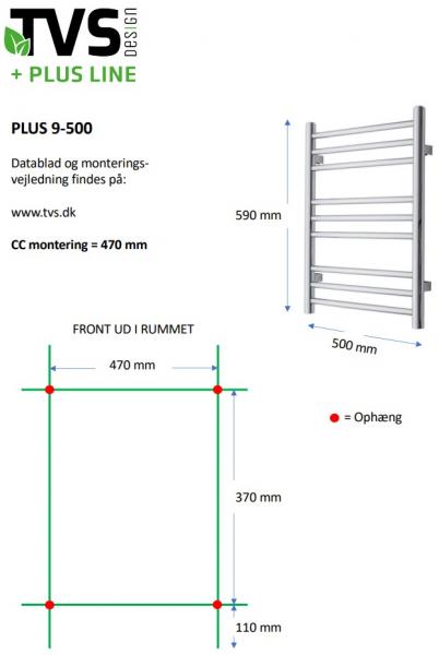 TVS Plus 9 håndklædetørrer - 50x59 cm - Poleret messing TVS Plus 9 håndklædetørrer - 50x59 cm - Poleret messing