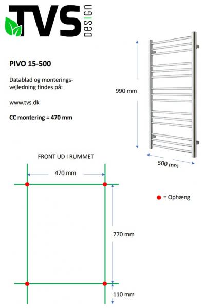 TVS Pivo 15 h&aring;ndkl&aelig;det&oslash;rrer - 50x99 cm - Hvid