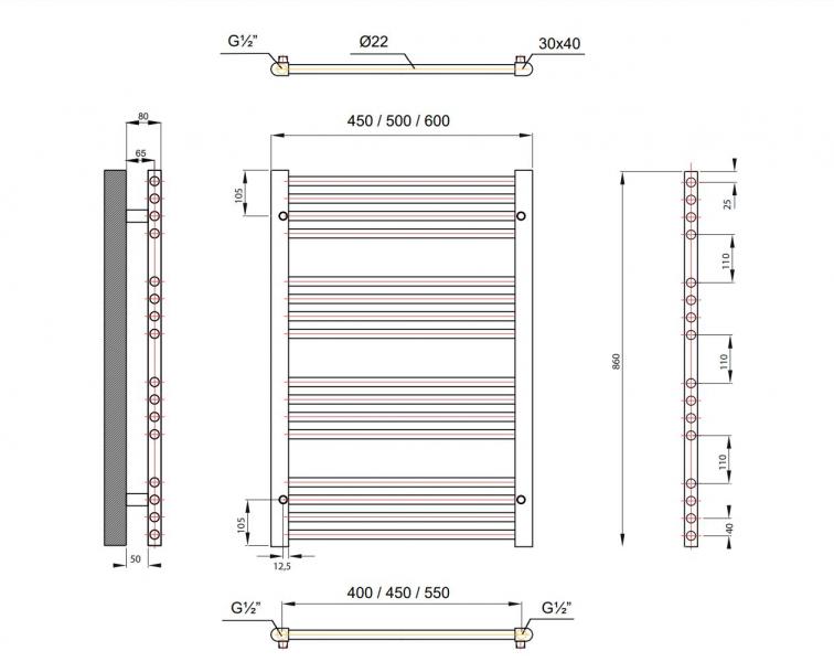 Kriss Space håndklædetørrer - 45x86 cm - Hvid Kriss Space håndklædetørrer - 45x86 cm - Hvid