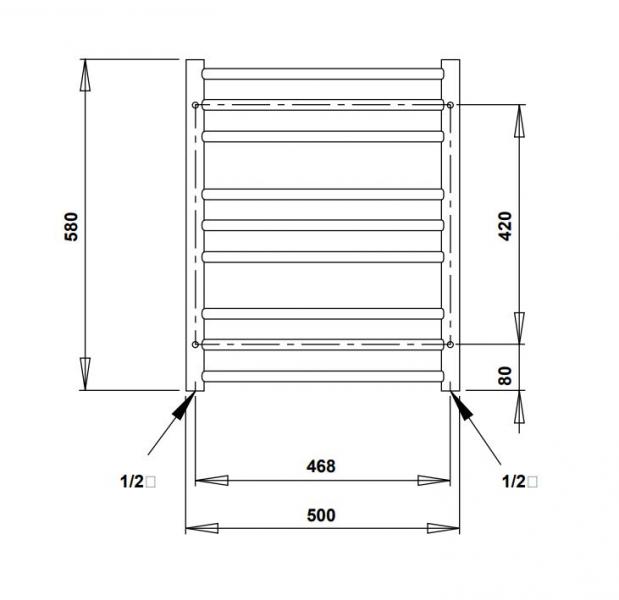 Strømberg Sorano håndklædetørrer til kombidrift - 50x58 cm - Rustfrit stål Strømberg Sorano håndklædetørrer til kombidrift - 50x58 cm - Rustfrit stål