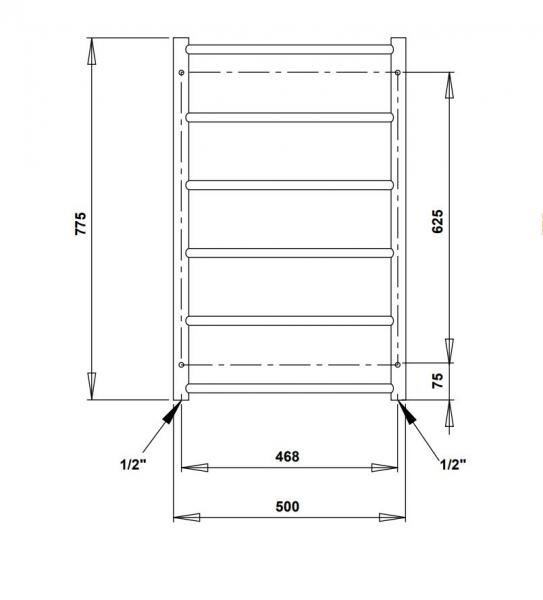 Strømberg Nilo håndklædetørrer til kombidrift - 50x78 cm - krom Strømberg Nilo håndklædetørrer til kombidrift - 50x78 cm - krom
