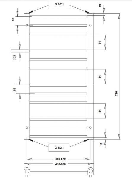 Strømberg Fabero håndklædetørrer til kombidrift - 48x79 cm - Krom Strømberg Fabero håndklædetørrer til kombidrift - 48x79 cm - Krom