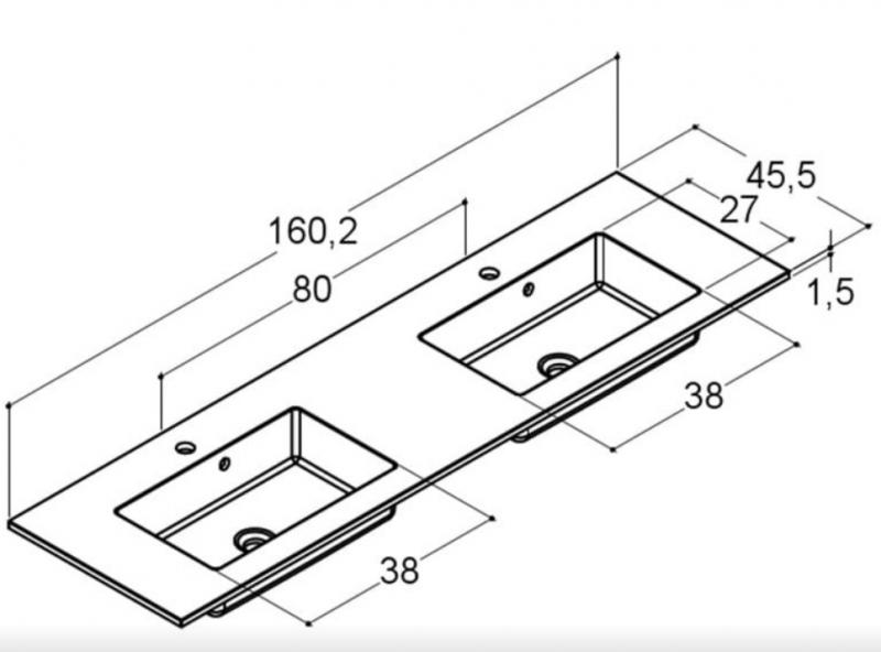 Dansani Minore 160 dobbelt møbelvask - 2 hanehuller - Hvid mat Dansani Minore 160 dobbelt møbelvask - 2 hanehuller - Hvid mat