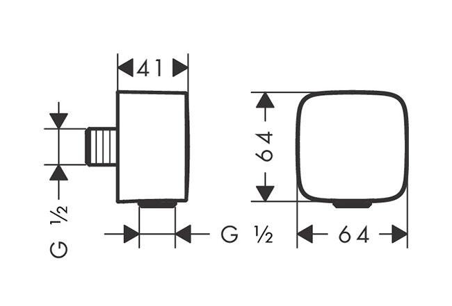 Axor ShowerSolutions slangeudtag softsquare 1/2" - B&oslash;rstet r&oslash;dguld