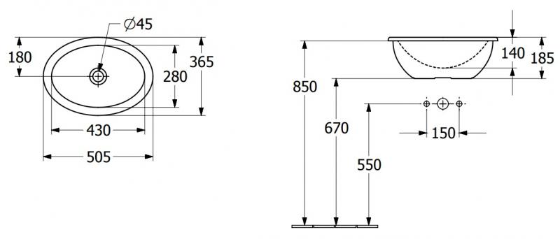 V&B Loop& Friends 51 h&aring;ndvask t/nedf&aelig;ldning - Med overl&oslash;b