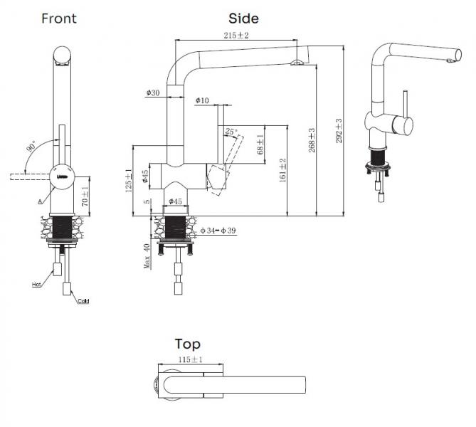 Lavabo Kubus 185 RS køkkenarmatur - Rustfrit stål Lavabo Kubus 185 RS køkkenarmatur - Rustfrit stål