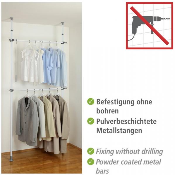 Wenko Hercules teleskopsystem basic til garderobe 75-120 cm - Hvid/Gr&aring;