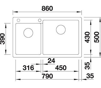Blanco Pleon 9 PD k&oslash;kkenvask - Antracit