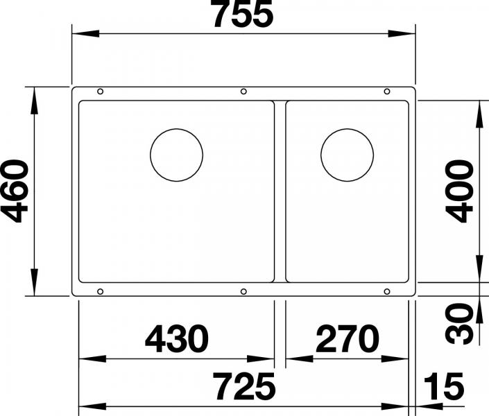 Blanco Subline 430/270-U k&oslash;kkenvask - Antracit