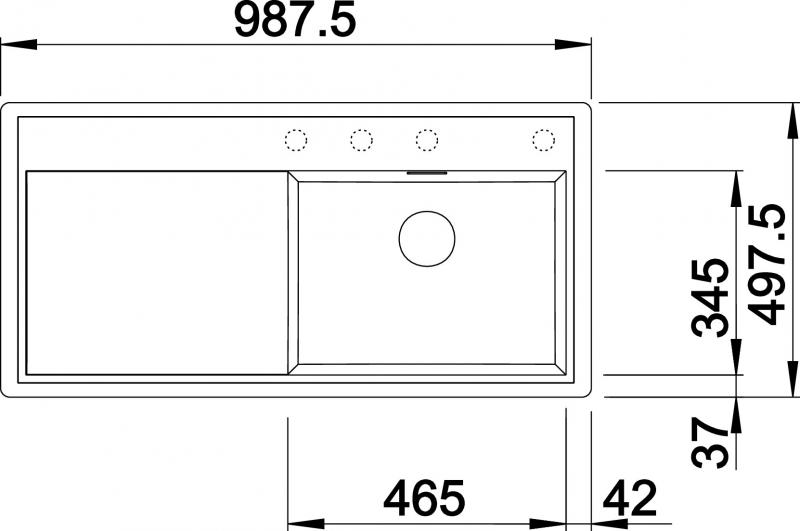 Blanco Zenar XL 6S-F k&oslash;kkenvask - Venstre - Antracit