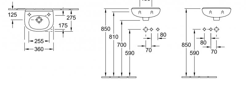 Rest - Villeroy & Boch O.novo h&aring;ndvask m/ C+ - Hanehul til h&oslash;jre