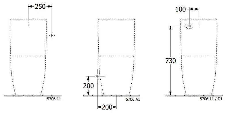 Villeroy & Boch Subway 2.0 Cisterne, vandtilf&oslash;rsel fra sider eller bagfra - Hvid