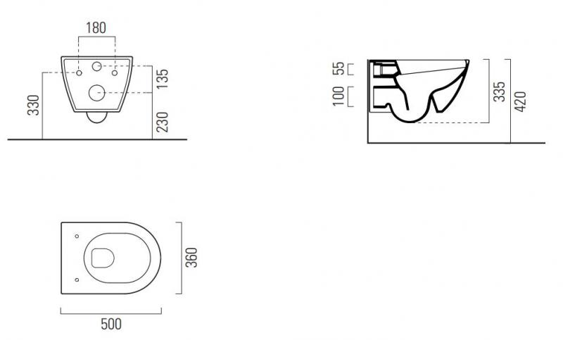 GSI Pura kompakt 50 v&aelig;gh&aelig;ngt toilet m/DualGlaze+ - Tortora