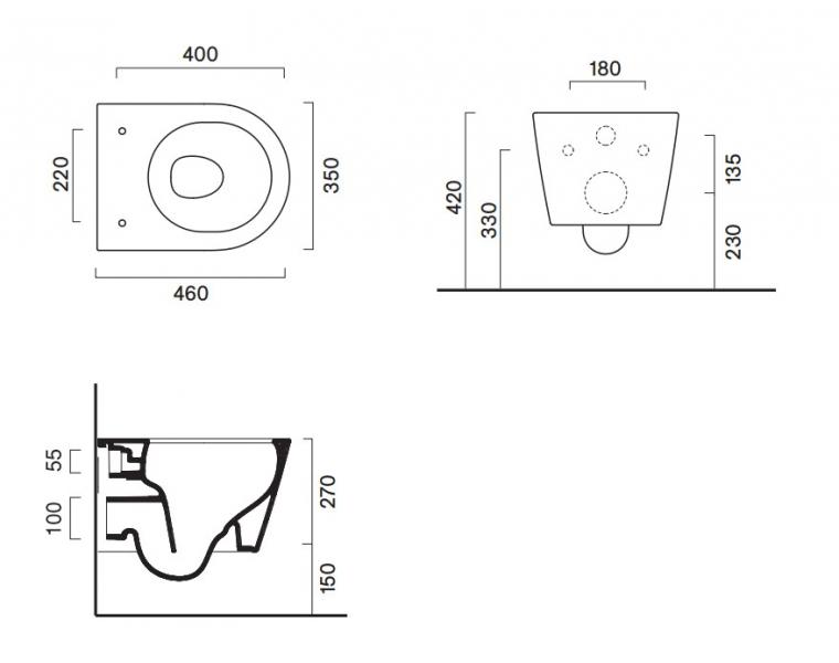 Catalano Zero 46 kompakt v&aelig;gh&aelig;ngt toilet m/Silentech, skjult montering og CataGlaze+