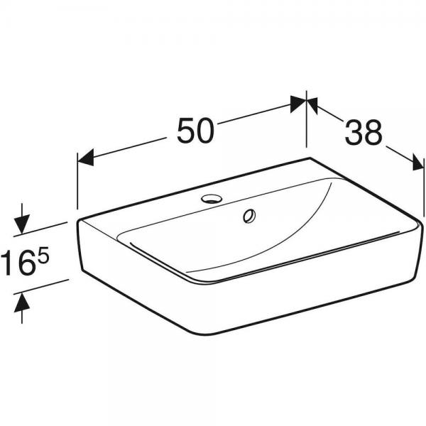 Geberit Renova plan 50 h&aring;ndvask t/v&aelig;g - 1 hanehul