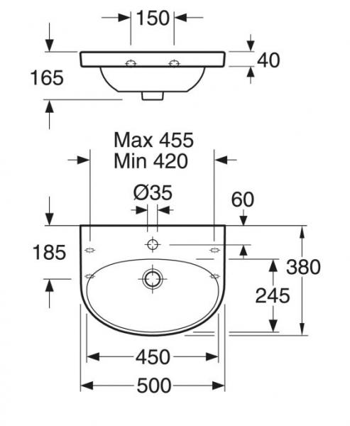 Gustavsberg 5550 50 Nautic h&aring;ndvask t/v&aelig;g - Uden overl&oslash;b - 1 hanehul