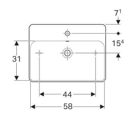 Geberit Variform 60 firkantet fritst&aring;ende bowlevask - 1 hanehul