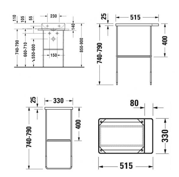 Duravit DuraSquare 45 stativ til håndvask - Gulvstående - Mat sort Duravit DuraSquare 45 stativ til håndvask - Gulvstående - Mat sort