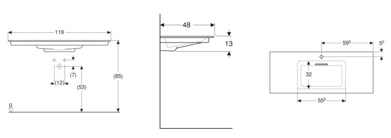 Geberit One 120 h&aring;ndvask t/m&oslash;bel - Uden overl&oslash;b - KeraTect