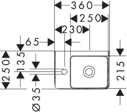 hansgrohe Xelu Q 36 mini h&aring;ndvask t/v&aelig;g - Hanehul til venstre - SmartClean