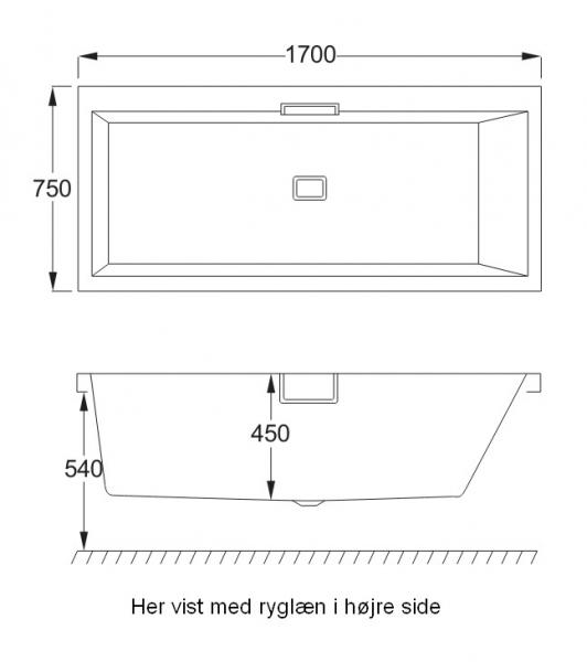 Strømberg Celsius badekar t/indbygning - 170 x 75 - Venstre - 1 ryglæn Strømberg Celsius badekar t/indbygning - 170 x 75 - Venstre - 1 ryglæn