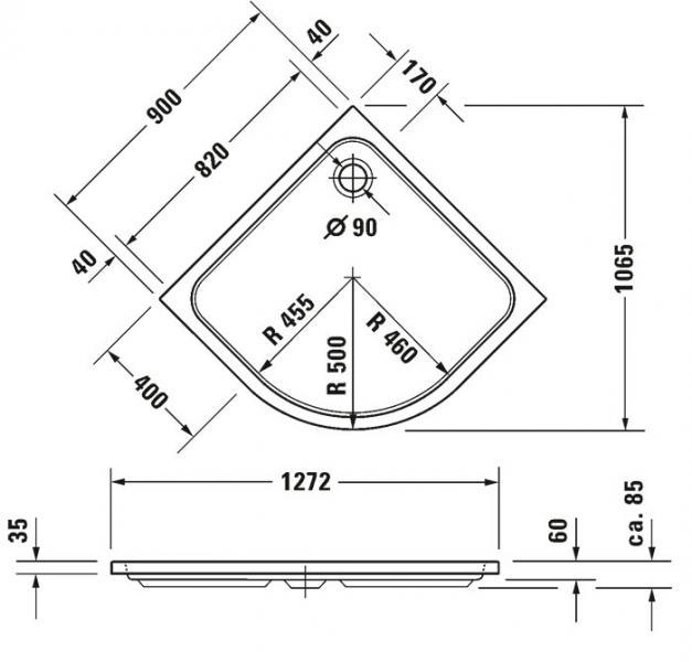 Duravit D-Code brusekar til hjørne 900x900mm Duravit D-Code brusekar til hjørne 900x900mm