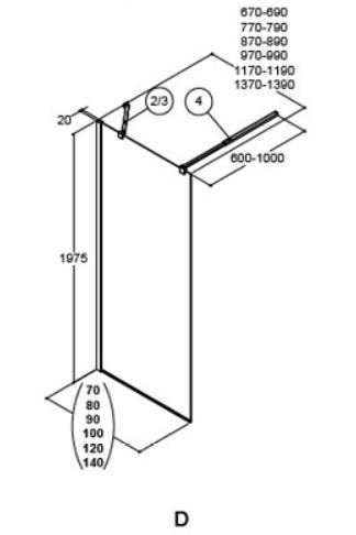 Dansani Match D 70 fast brusevæg - Klar glas/matkrom Dansani Match D 70 fast brusevæg - Klar glas/matkrom