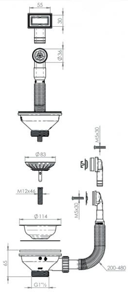 Lavabo universal bundventil til køkkenvask - Messing/Guld Lavabo universal bundventil til køkkenvask - Messing/Guld