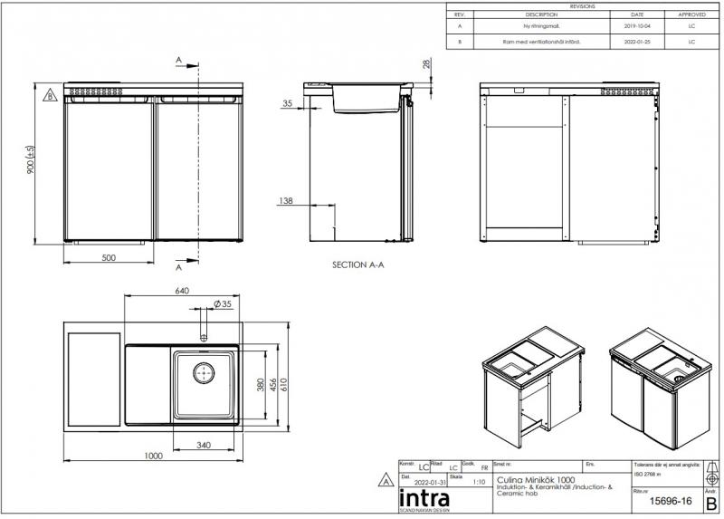 Intra Culina 100 minikøkken m/keramisk kogeplade - Venstre Intra Culina 100 minikøkken m/keramisk kogeplade - Venstre