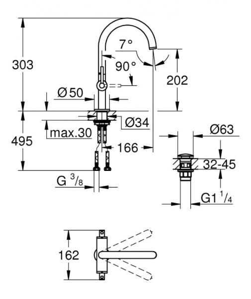 Grohe Atrio New h&aring;ndvaskarmatur m/ pop-up bundventil - Krom