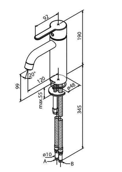 Damixa Silhouet M håndvaskbatteri u/bundventil - Steel Damixa Silhouet M håndvaskbatteri u/bundventil - Steel