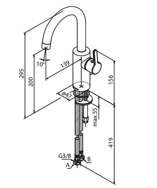 Damixa Silhouet h&aring;ndvaskarmatur m/C-tud - Steel