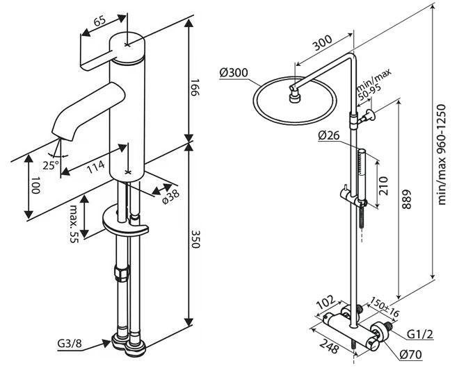 Damixa Iris komplet pakke til badev&aelig;relse - B&oslash;rstet kobber
