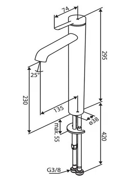 Damixa Iris bowlearmatur m/koldstart u/bundventil - B&oslash;rstet kobber