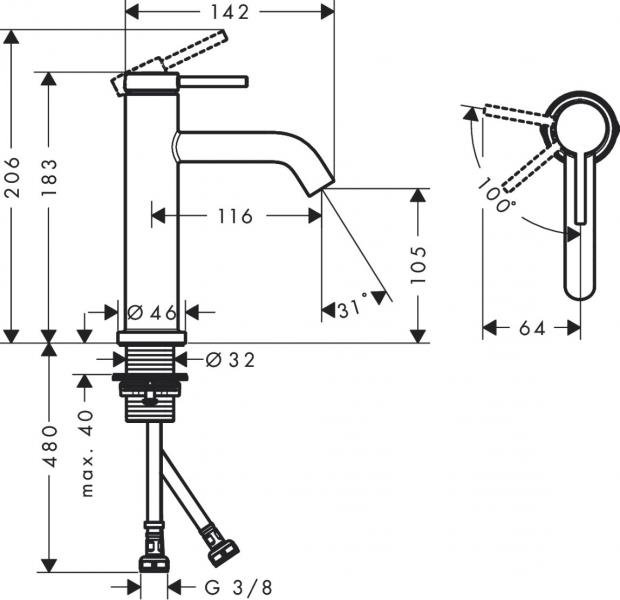 Hansgrohe Tecturis S 110 håndvaskarmatur m/CoolStart - Krom Hansgrohe Tecturis S 110 håndvaskarmatur m/CoolStart - Krom