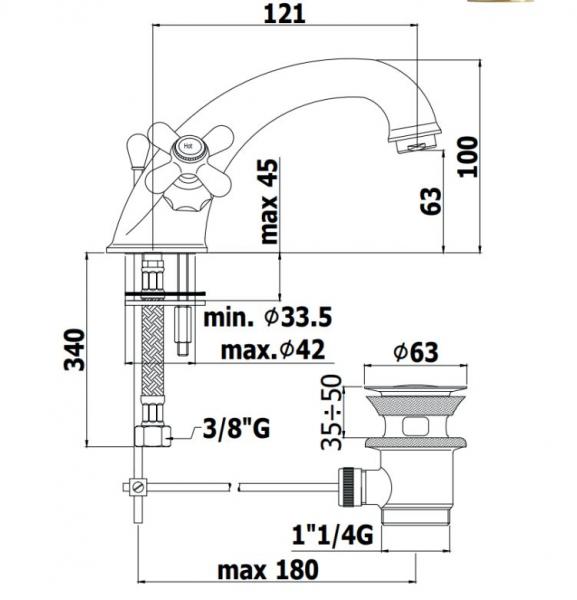 Lavabo Retro 2-grebs håndvaskarmatur - Messing natur Lavabo Retro 2-grebs håndvaskarmatur - Messing natur