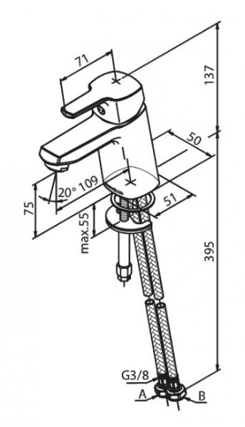 Damixa Pine h&aring;ndvaskbatteri m/bundventil