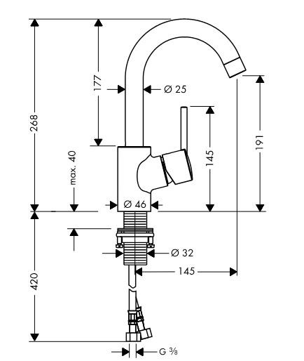 Hansgrohe Talis S ECO h&aring;ndvaskarmatur m/svingtud