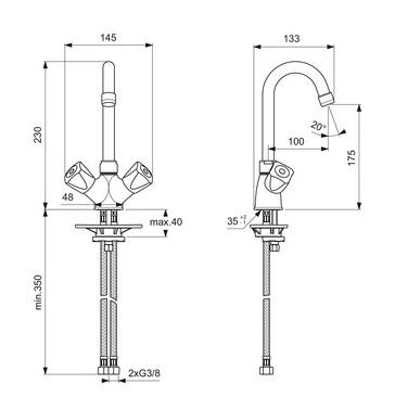 B&oslash;rma h&aring;ndvaskbatteri B7539AA