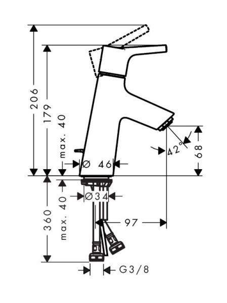 Hansgrohe Talis S 80 h&aring;ndvaskarmatur med CoolStart og l&oslash;ft-op bundventil