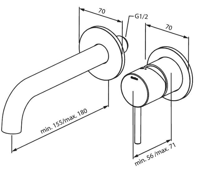 Damixa Osier armatur til indbygning i v&aelig;g - B&oslash;rstet grafitgr&aring;
